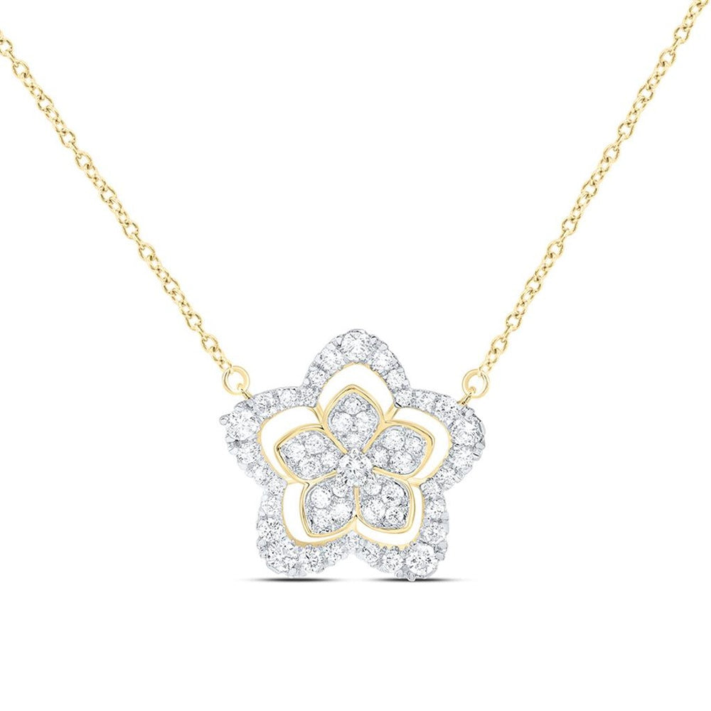 Yellow Gold Round Diamond 18-Inch Necklace - 7/8 Carat Total Diamond Weight