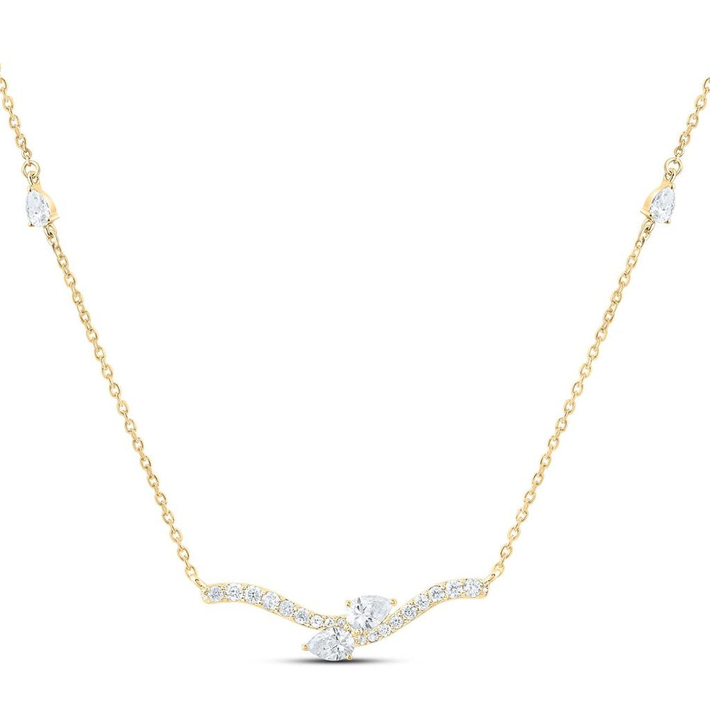 Yellow Gold Round Diamond 18-Inch Necklace - 7/8 Carat Total Diamond Weight
