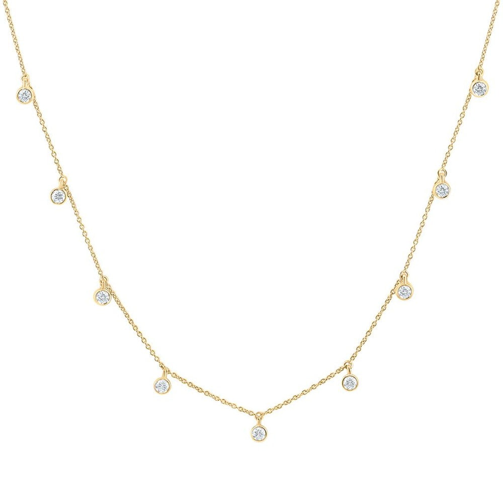 Yellow Gold Round Diamond 18-Inch Necklace - 7/8 Carat Total Diamond Weight