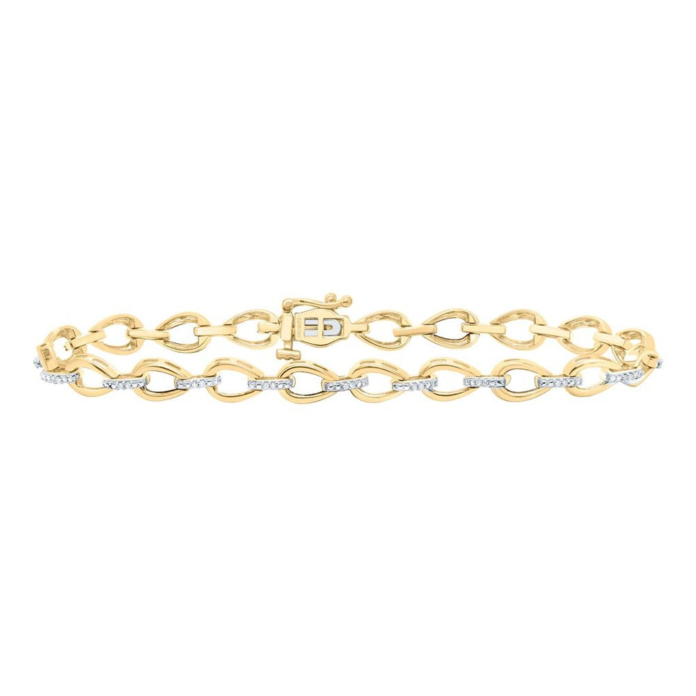 Yellow Gold Round Diamond 7-Inch Bracelet - 1/10 Carat Total Diamond Weight