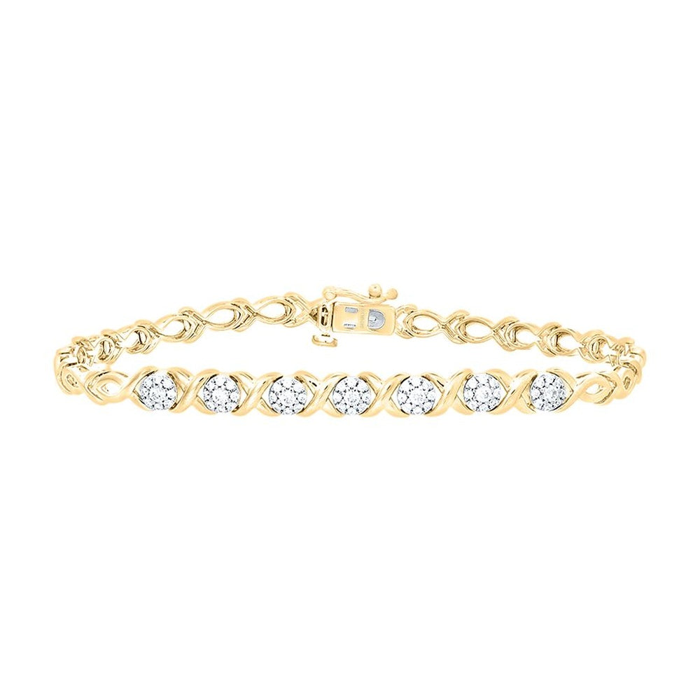 Yellow Gold Round Diamond 7-Inch Bracelet - 1/2 Carat Total Diamond Weight