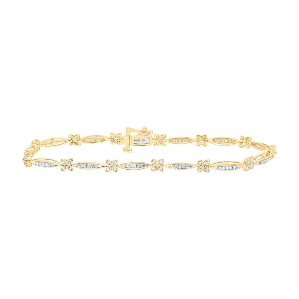 Yellow Gold Round Diamond 7-Inch Bracelet - 1/2 Carat Total Diamond Weight