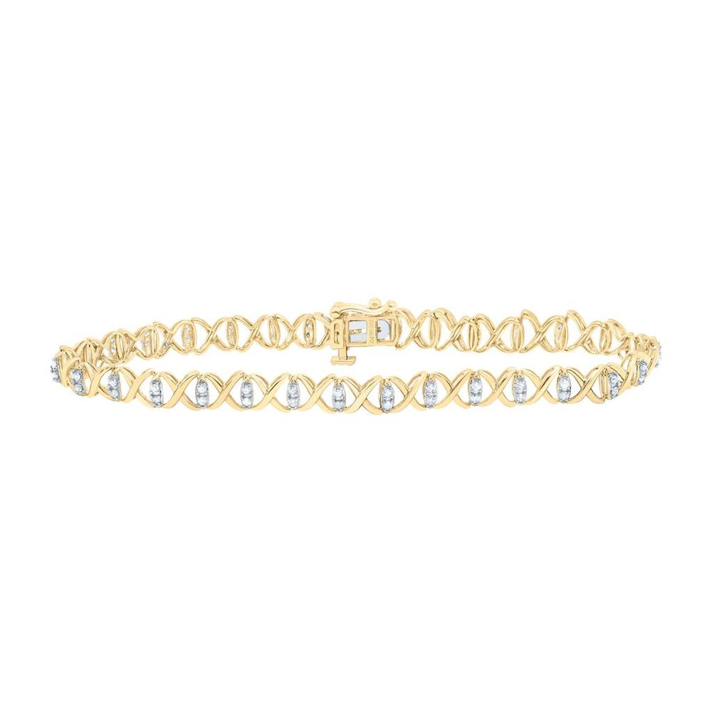 Yellow Gold Round Diamond 7-Inch Bracelet - 1/2 Carat Total Diamond Weight