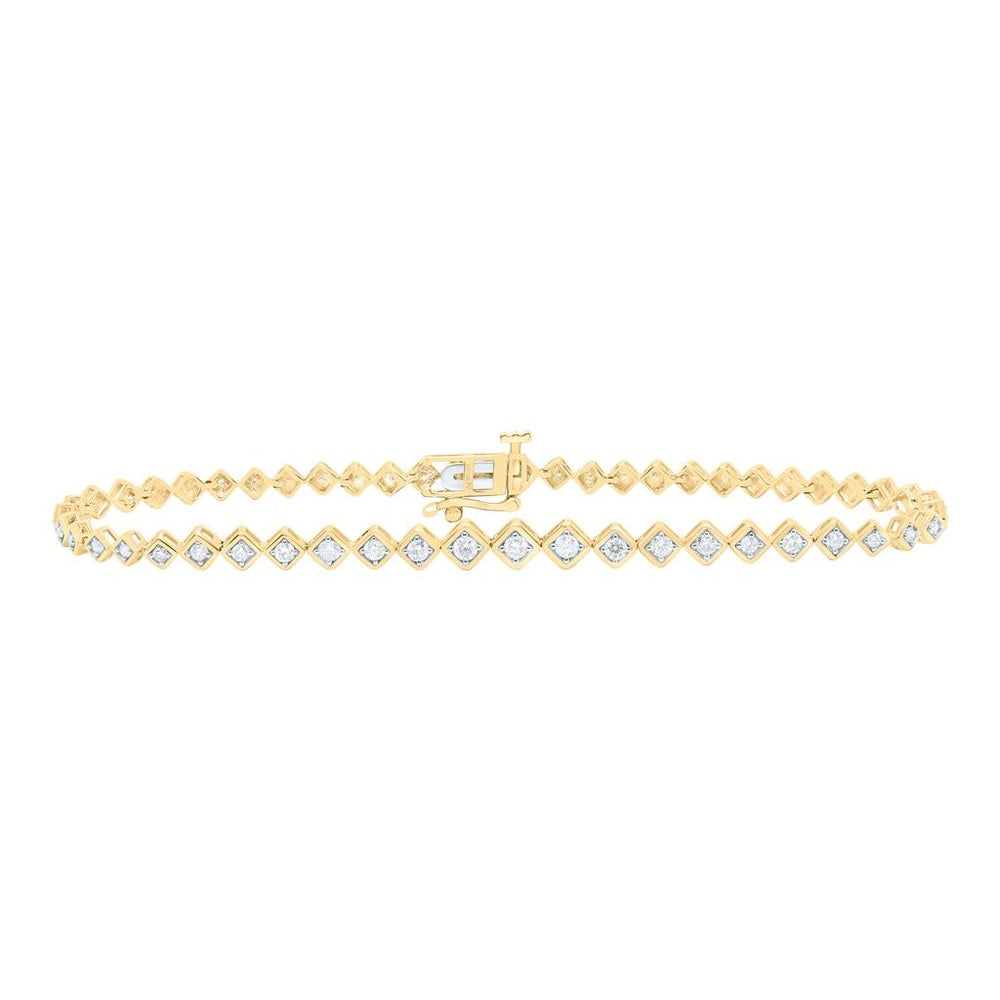 Yellow Gold Round Diamond 7-Inch Bracelet - 1/2 Carat Total Diamond Weight