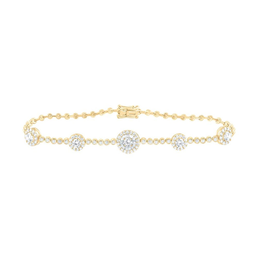 Yellow Gold Round Diamond 7-Inch Bracelet - 1 3/4 Carat Total Diamond Weight