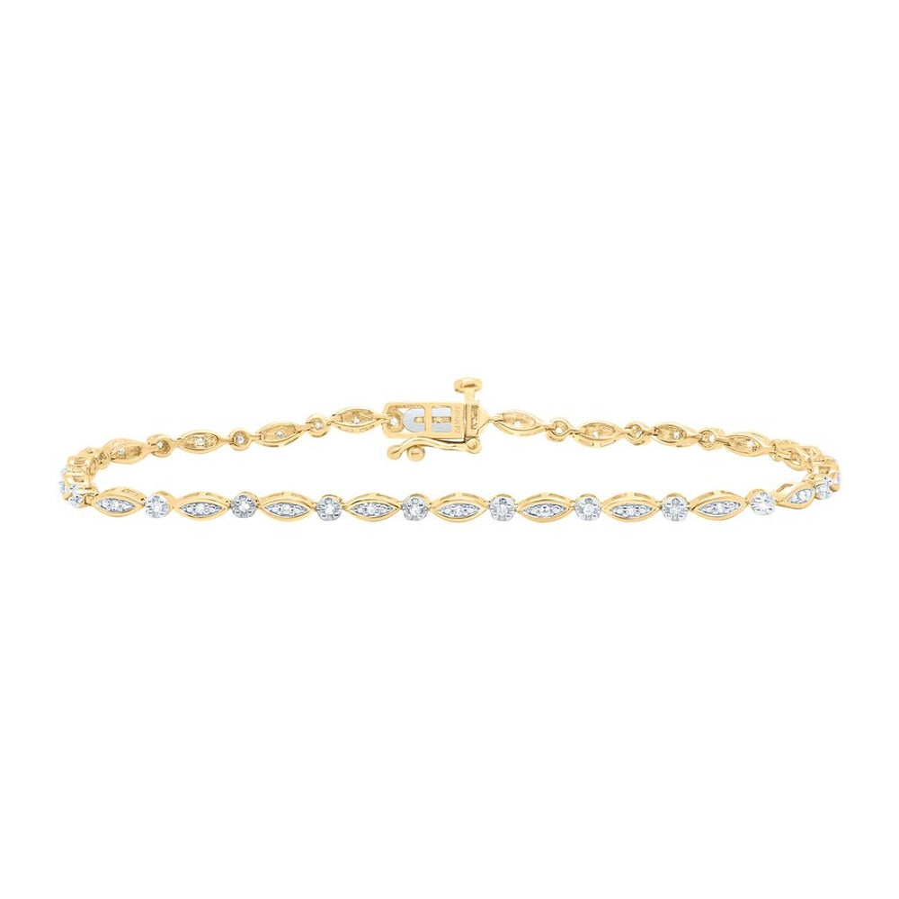 Yellow Gold Round Diamond 7-Inch Bracelet - 1/4 Carat Total Diamond Weight