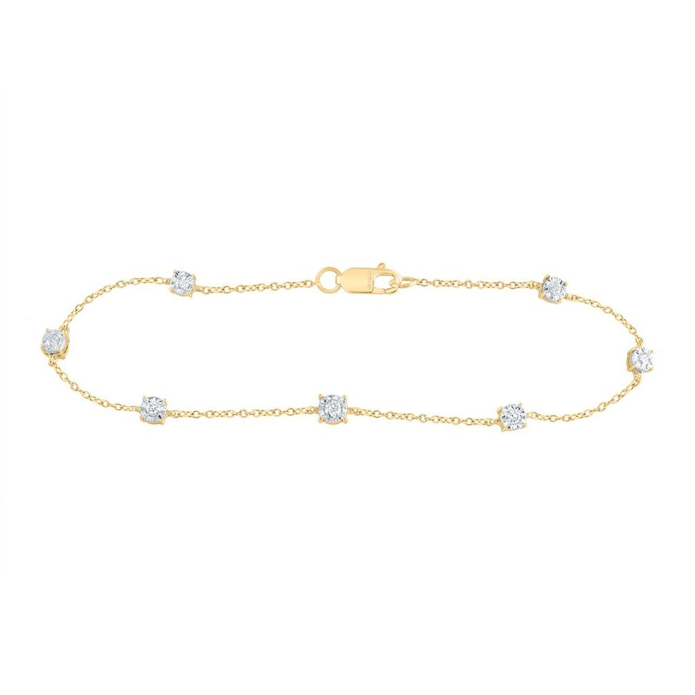 Yellow Gold Round Diamond 7-Inch Bracelet - 1/5 Carat Total Diamond Weight