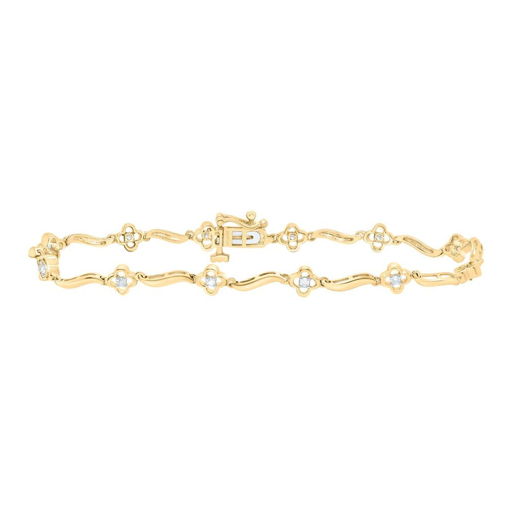 Yellow Gold Round Diamond 7-Inch Bracelet - 1/5 Carat Total Diamond Weight