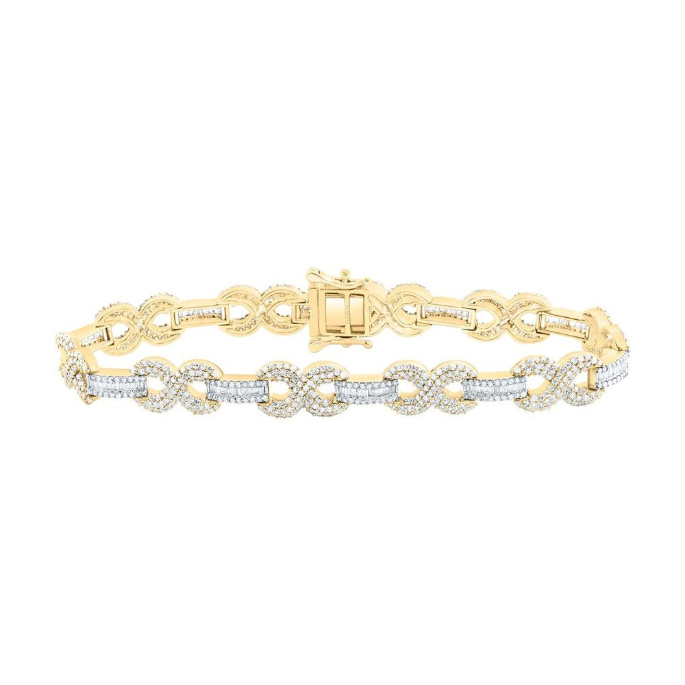 Yellow Gold Round Diamond 7-Inch Bracelet - 4 Carat Total Diamond Weight