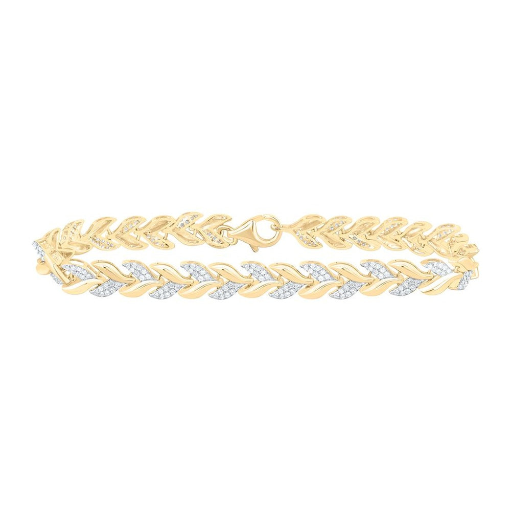 Yellow Gold Round Diamond 7-Inch Bracelet - 7/8 Carat Total Diamond Weight