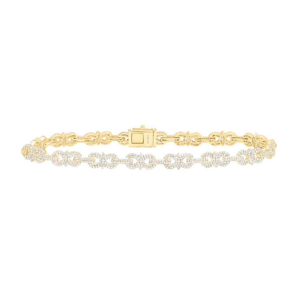 Yellow Gold Round Diamond 8-Inch Bracelet - 3 Carat Total Diamond Weight