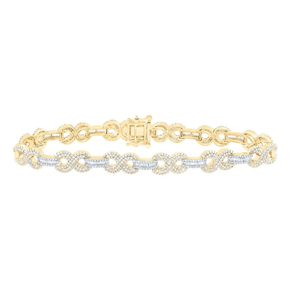 Yellow Gold Round Diamond 8-Inch Bracelet - 4 3/8 Carat Total Diamond Weight
