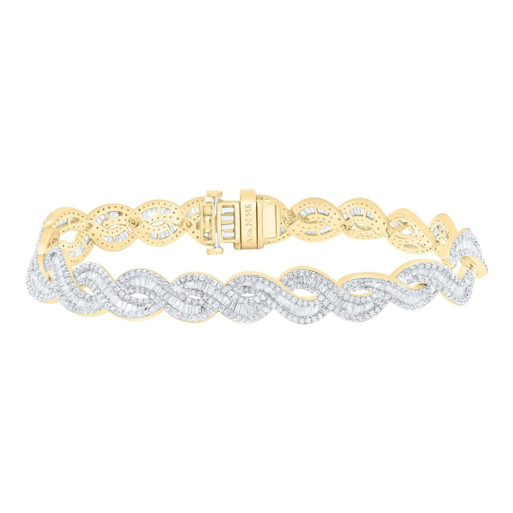 Yellow Gold Round Diamond 8-Inch Bracelet - 7 1/2 Carat Total Diamond Weight