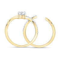 Yellow Gold Round Diamond Bridal Ring Set - 5/8 Carat Total Diamond Weight