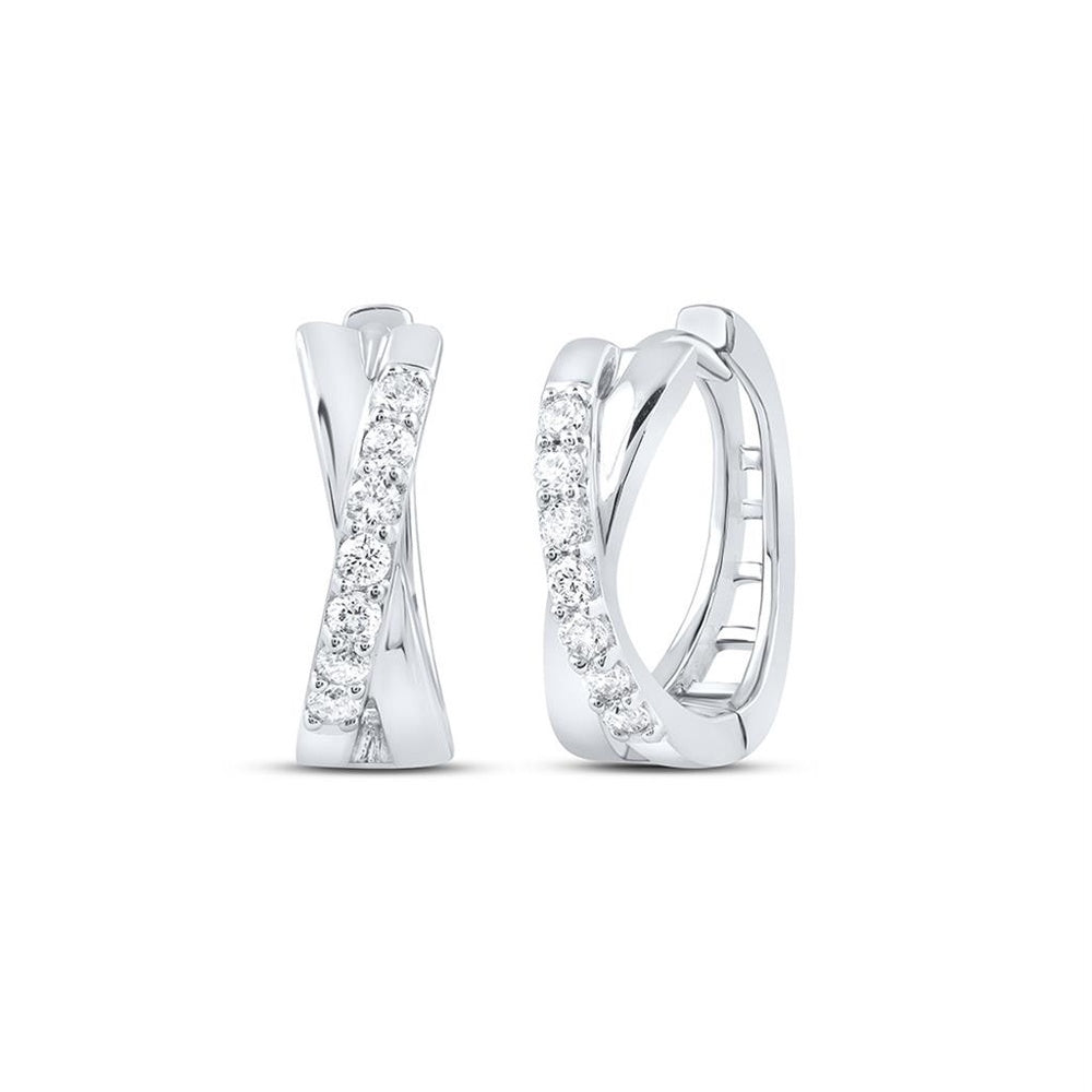 Yellow Gold Round Diamond Dangle Earrings - 1/6 Carat Total Diamond Weight