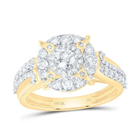 Yellow Gold Round Diamond Engagement Ring - 1 Carat Total Diamond Weight