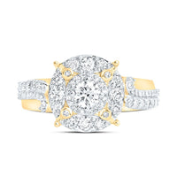 Yellow Gold Round Diamond Engagement Ring - 1 Carat Total Diamond Weight