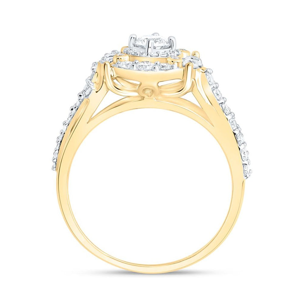 Yellow Gold Round Diamond Engagement Ring - 1 Carat Total Diamond Weight