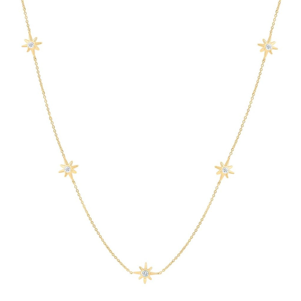 Yellow Gold Round Diamond Necklace - 3/8 Carat Total Diamond Weight
