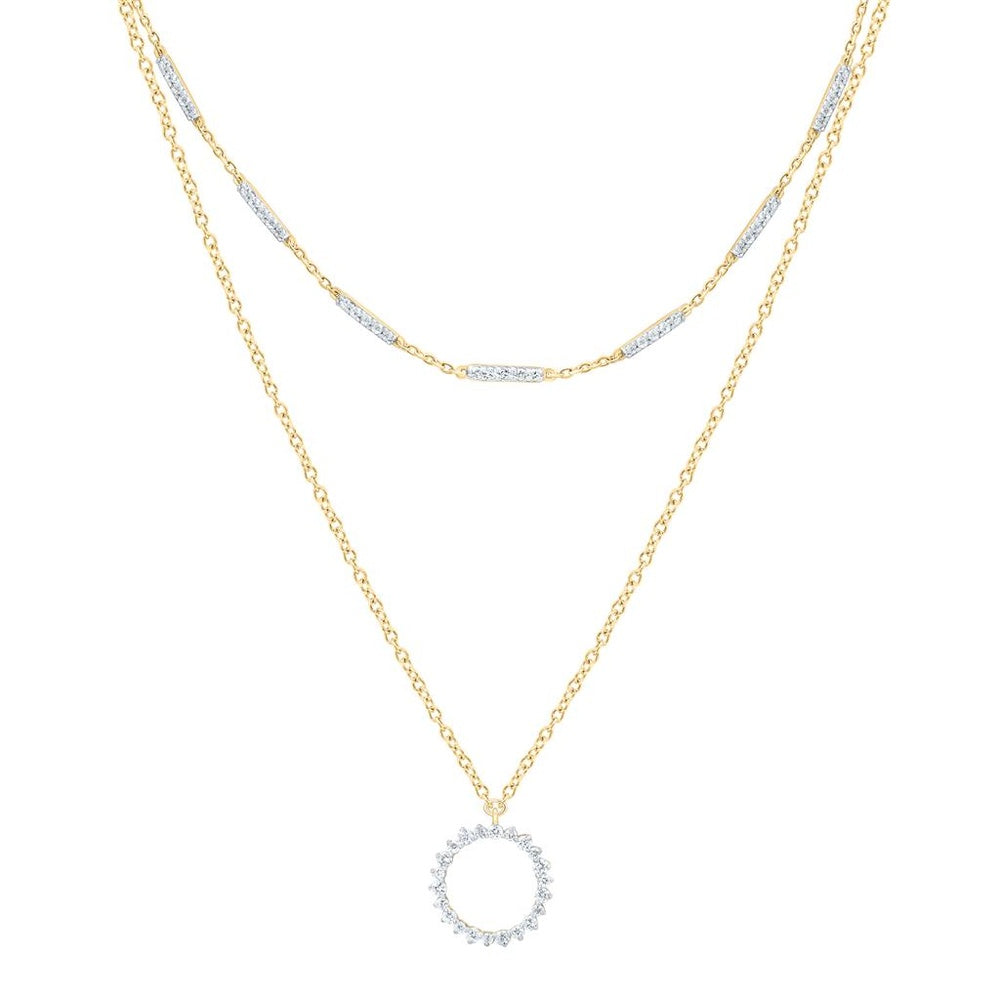 Yellow Gold Round Diamond Necklace - 5/8 Carat Total Diamond Weight