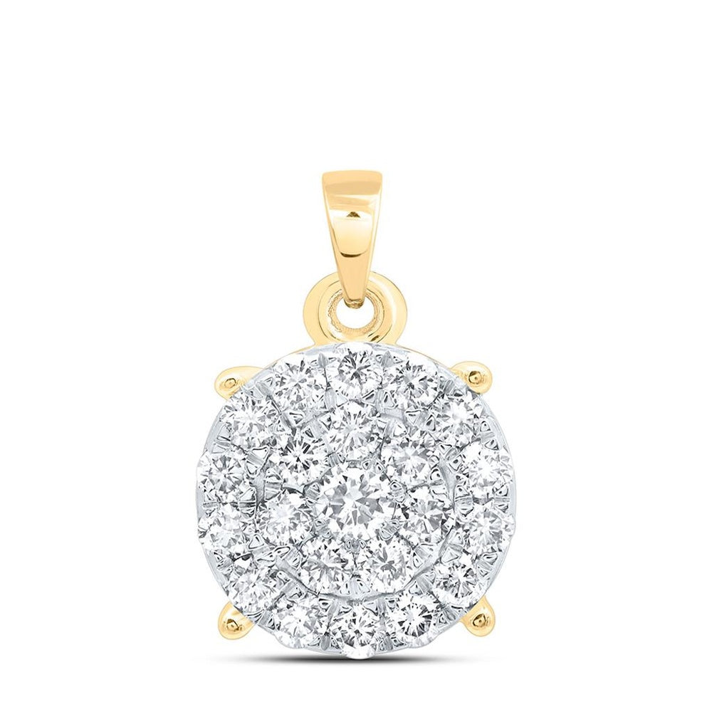 Yellow Gold Round Diamond Pendant - 1 1/2 Carat Total Diamond Weight