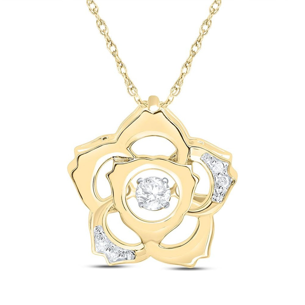 Yellow Gold Round Diamond Pendant - 1/12 Carat Total Diamond Weight