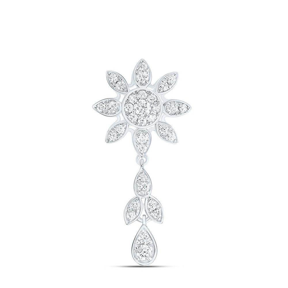 Yellow Gold Round Diamond Pendant - 1/2 Carat Total Diamond Weight
