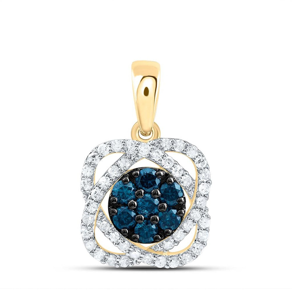 Yellow Gold Round Diamond Pendant - 1/2 Carat Total Diamond Weight