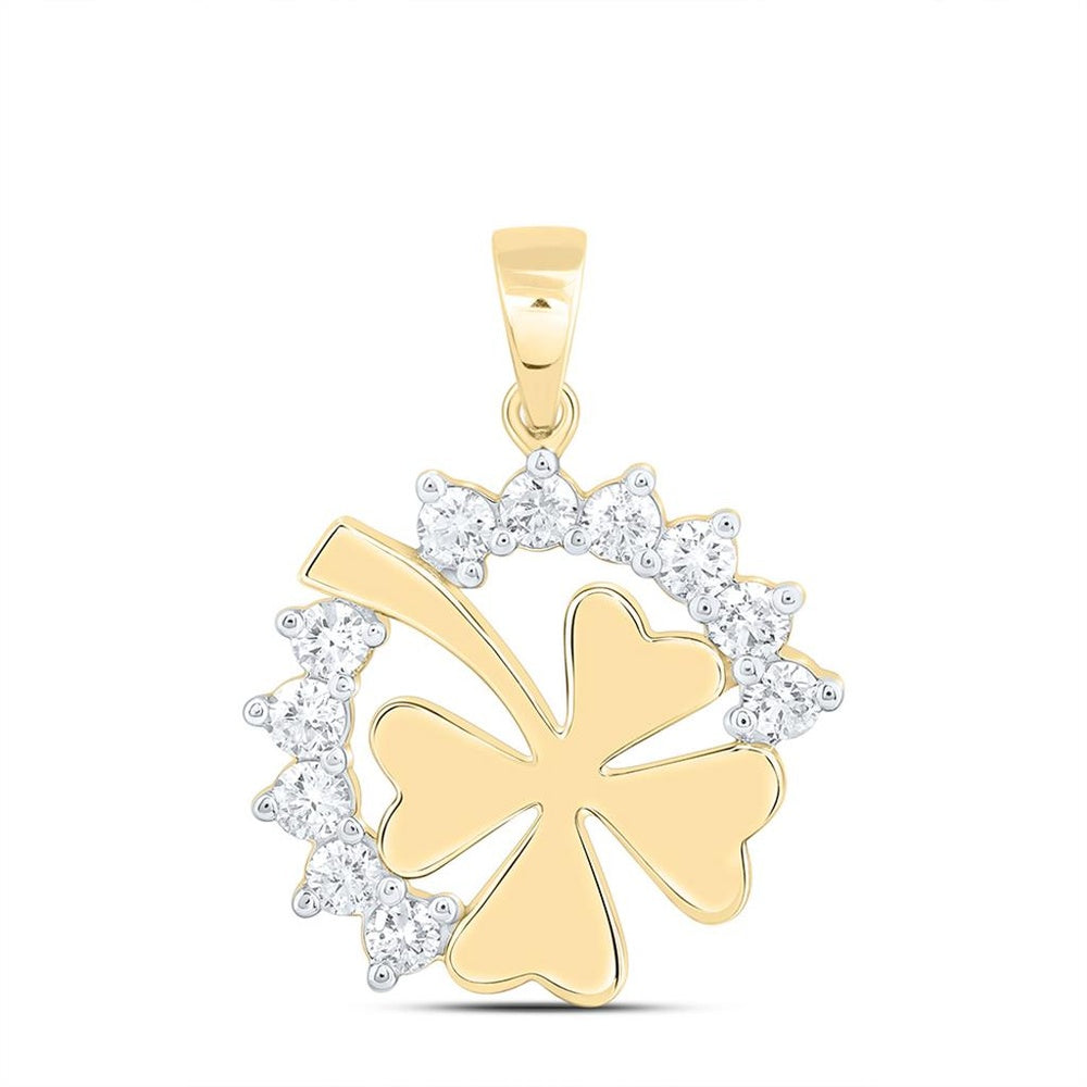 Yellow Gold Round Diamond Pendant - 1/2 Carat Total Diamond Weight