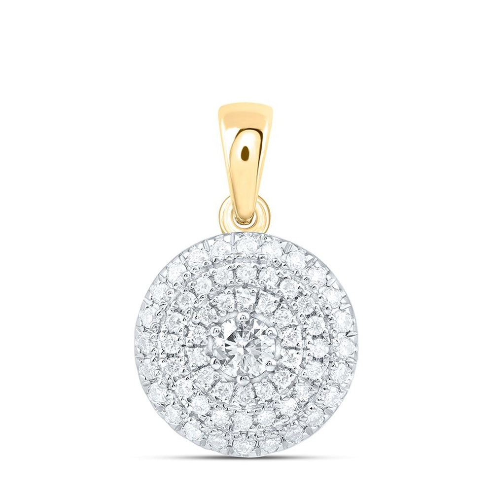 Yellow Gold Round Diamond Pendant - 1/3 Carat Total Diamond Weight