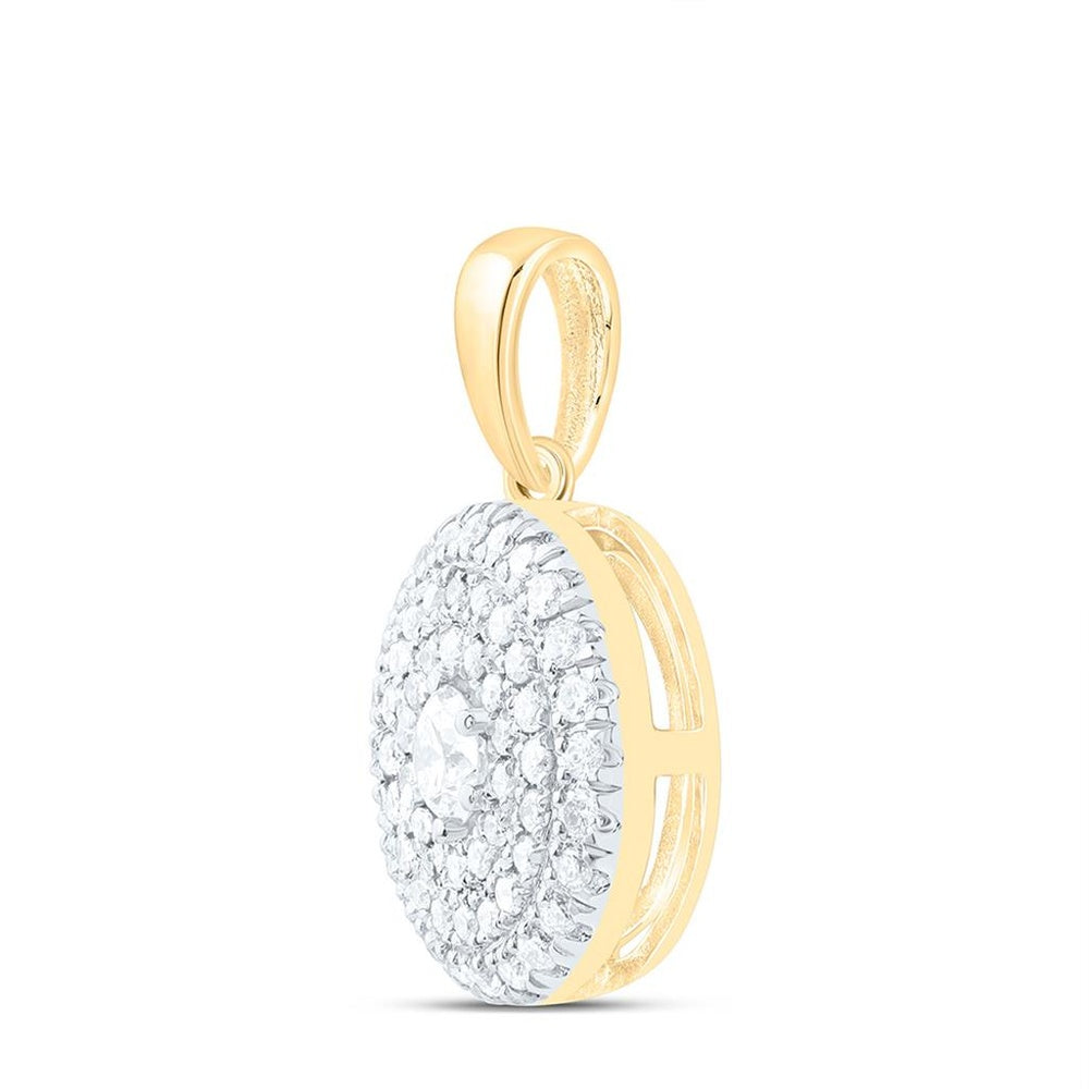 Yellow Gold Round Diamond Pendant - 1/3 Carat Total Diamond Weight
