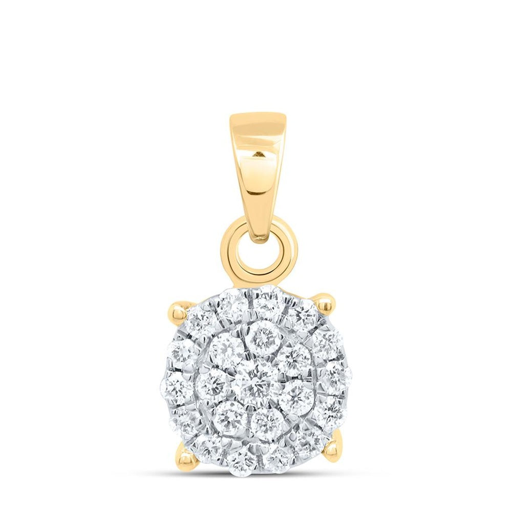Yellow Gold Round Diamond Pendant - 1/4 Carat Total Diamond Weight