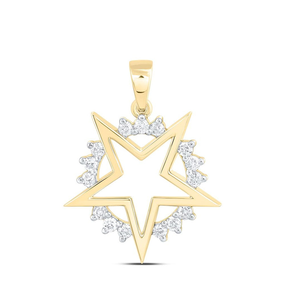 Yellow Gold Round Diamond Pendant - 1/4 Carat Total Diamond Weight