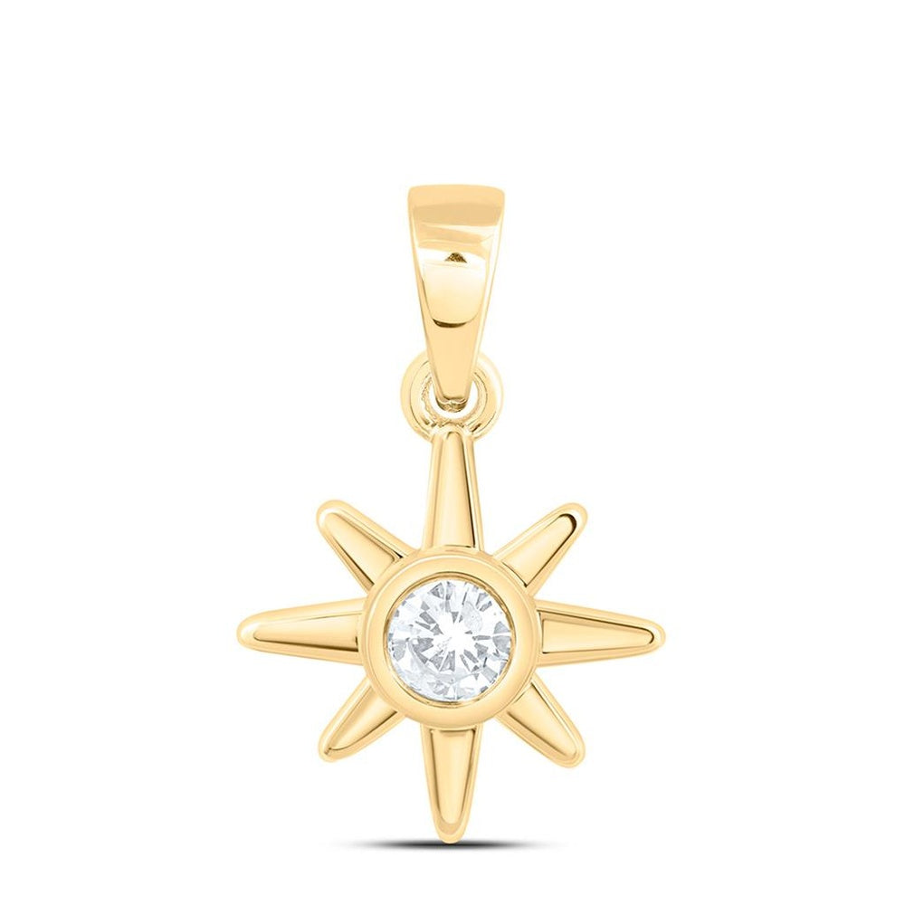 Yellow Gold Round Diamond Pendant - 1/6 Carat Total Diamond Weight