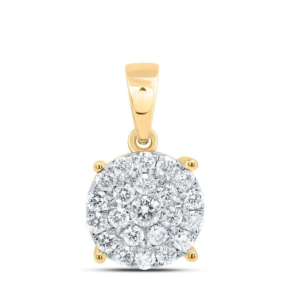 Yellow Gold Round Diamond Pendant - 2 Carat Total Diamond Weight