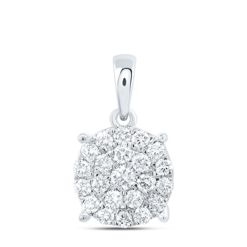 Yellow Gold Round Diamond Pendant - 3/4 Carat Total Diamond Weight