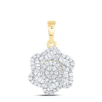 Yellow Gold Round Diamond Pendant - 3/8 Carat Total Diamond Weight