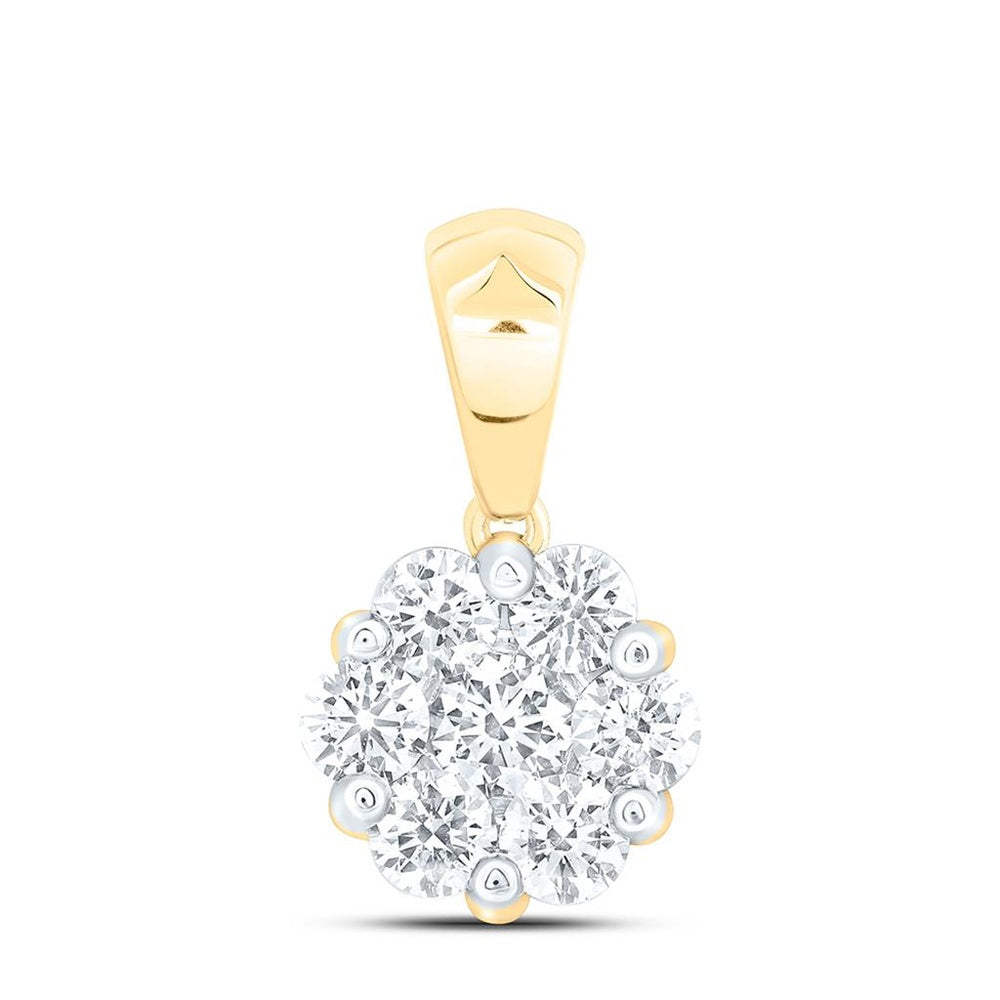 Yellow Gold Round Diamond Pendant - 5/8 Carat Total Diamond Weight