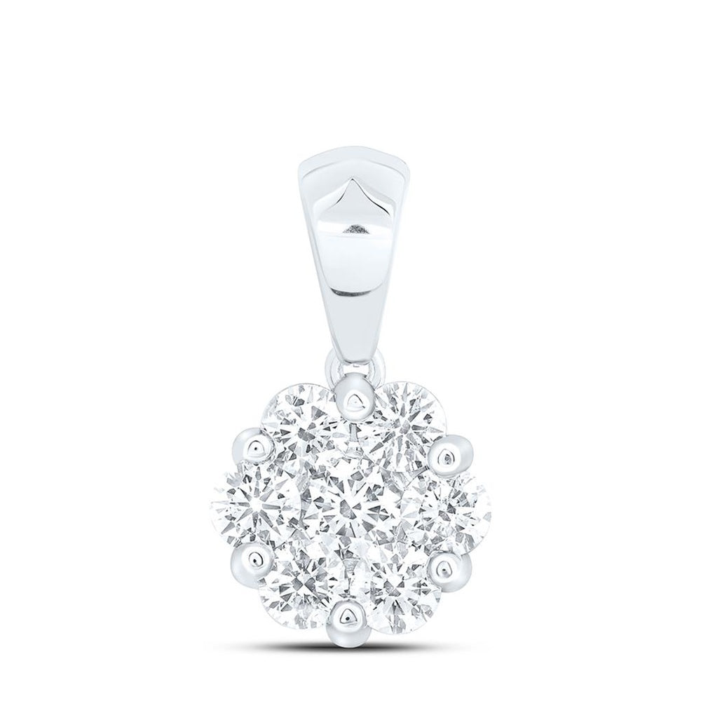 Yellow Gold Round Diamond Pendant - 5/8 Carat Total Diamond Weight