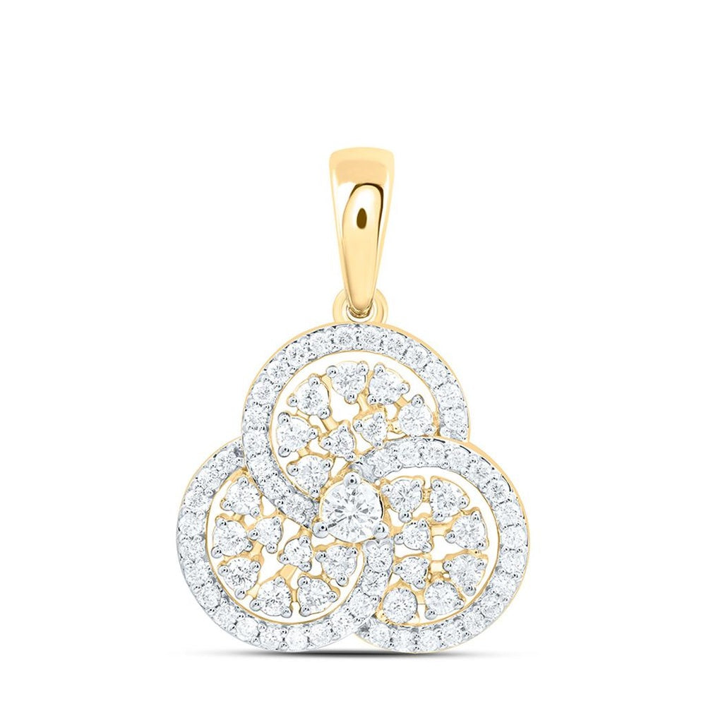 Yellow Gold Round Diamond Pendant - 5/8 Carat Total Diamond Weight
