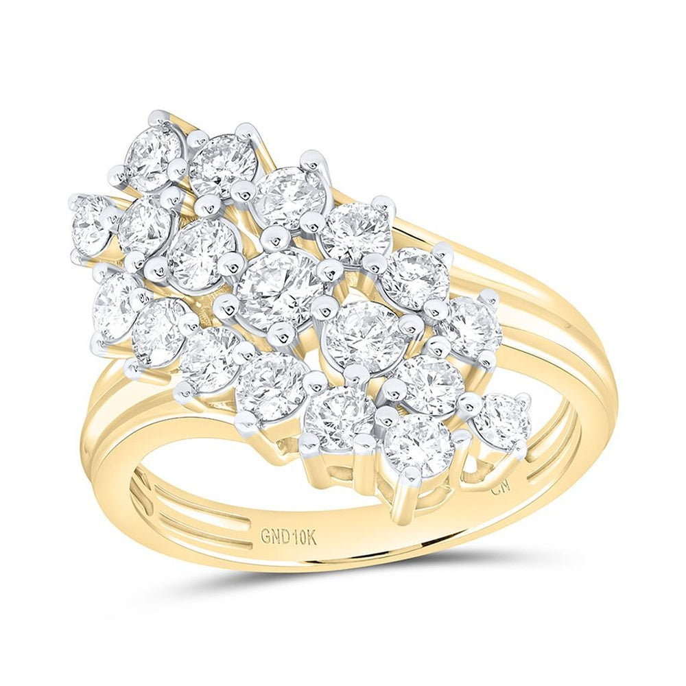 Yellow Gold Round Diamond Ring - 1 1/2 Carat Total Diamond Weight