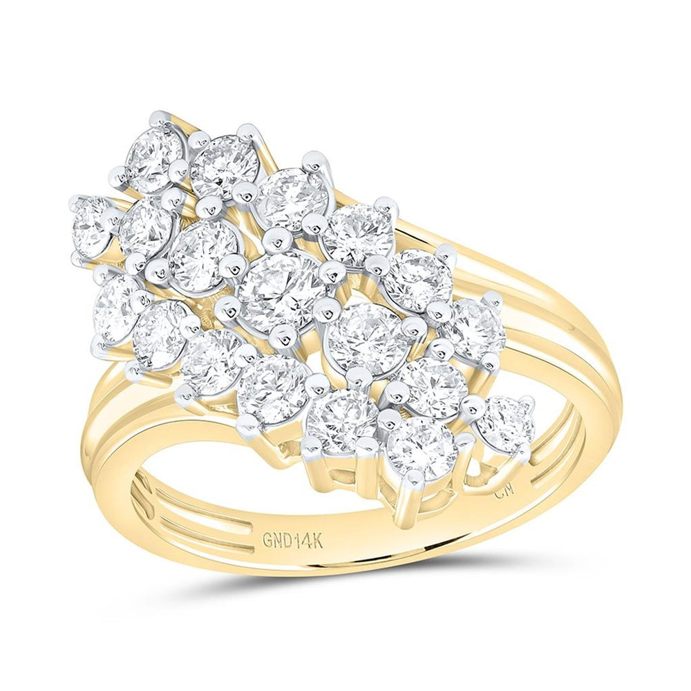 Yellow Gold Round Diamond Ring - 1 1/2 Carat Total Diamond Weight
