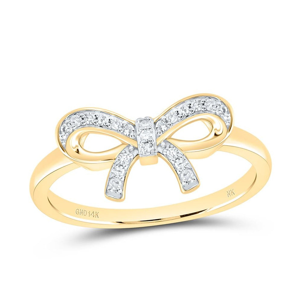 Yellow Gold Round Diamond Ring - 1/10 Carat Total Diamond Weight