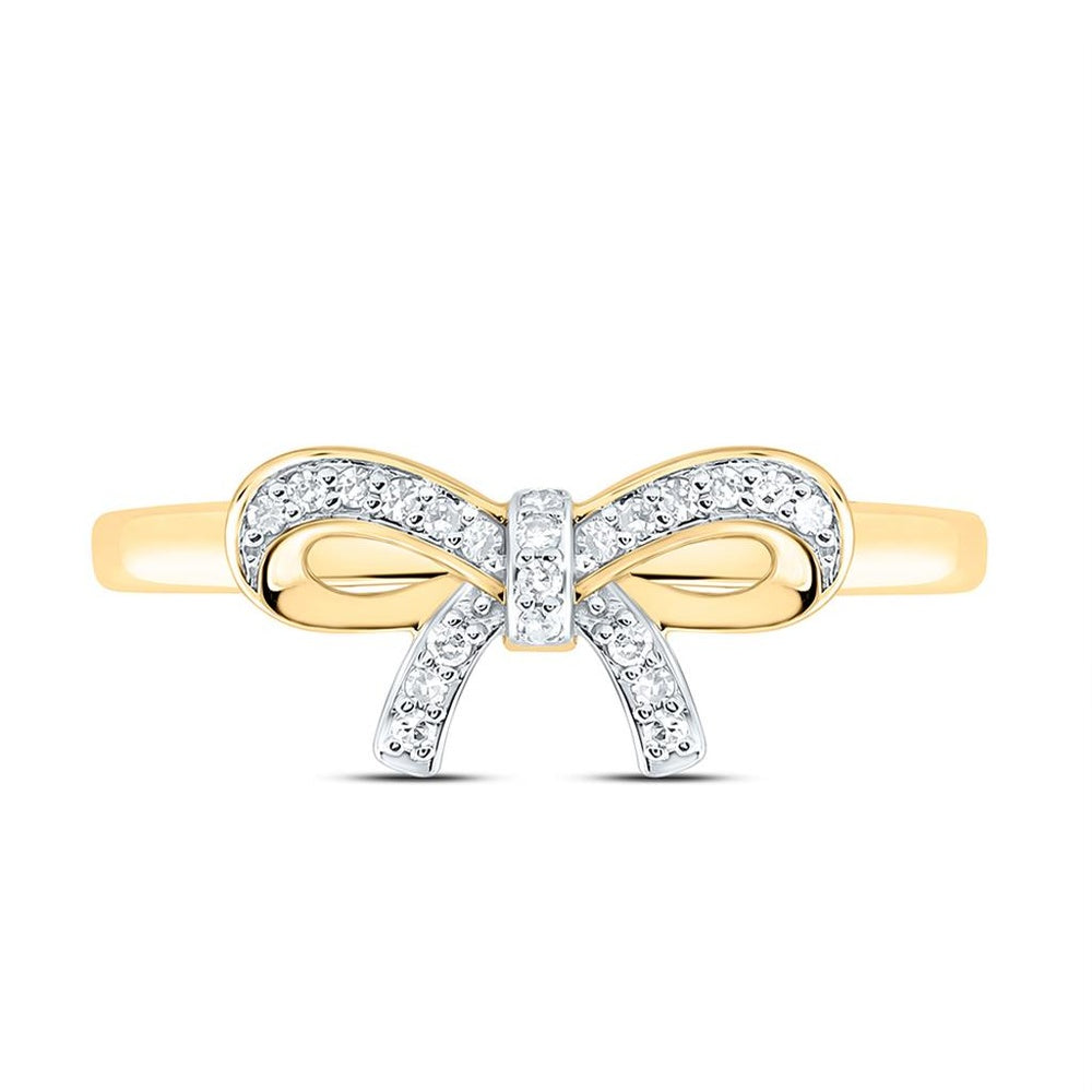 Yellow Gold Round Diamond Ring - 1/10 Carat Total Diamond Weight