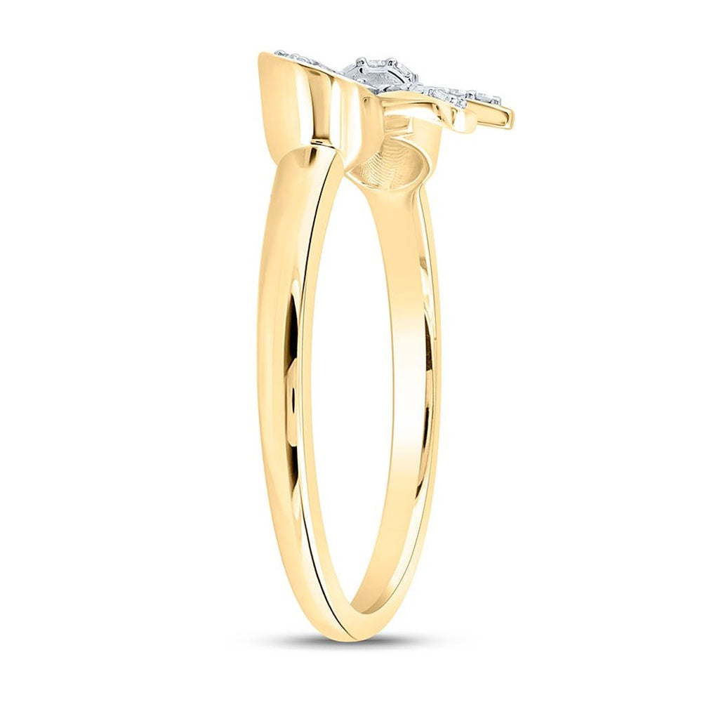 Yellow Gold Round Diamond Ring - 1/10 Carat Total Diamond Weight
