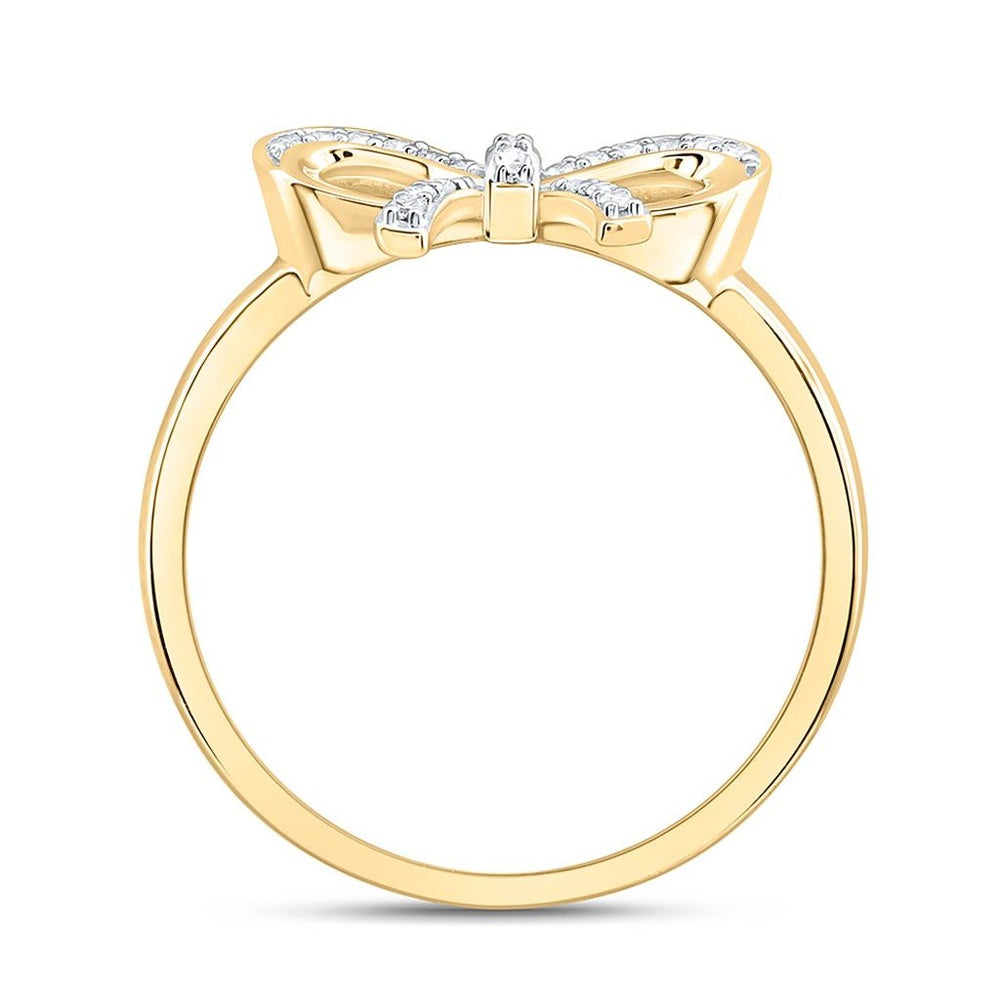 Yellow Gold Round Diamond Ring - 1/10 Carat Total Diamond Weight