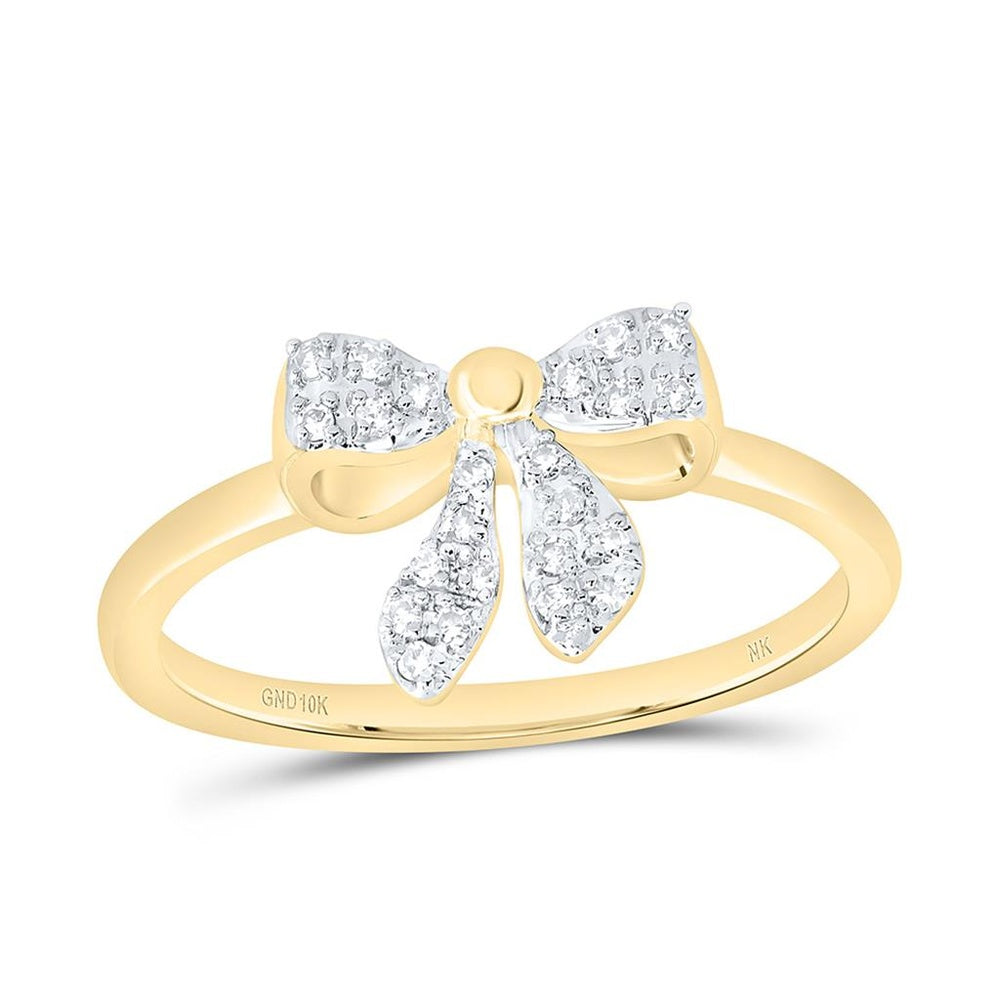 Yellow Gold Round Diamond Ring - 1/10 Carat Total Diamond Weight