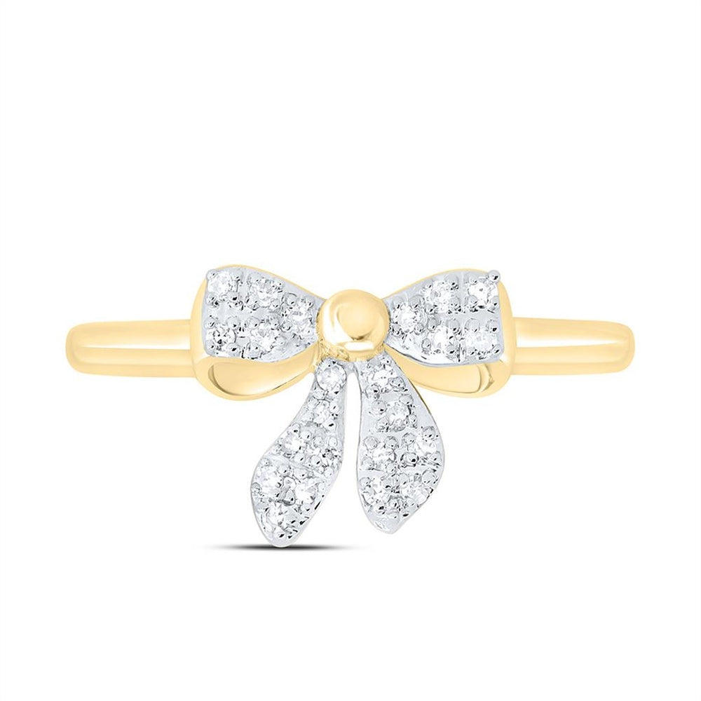 Yellow Gold Round Diamond Ring - 1/10 Carat Total Diamond Weight