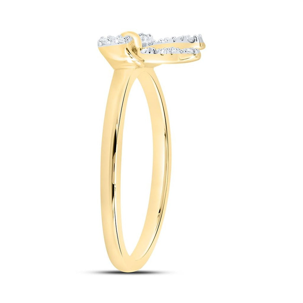 Yellow Gold Round Diamond Ring - 1/10 Carat Total Diamond Weight