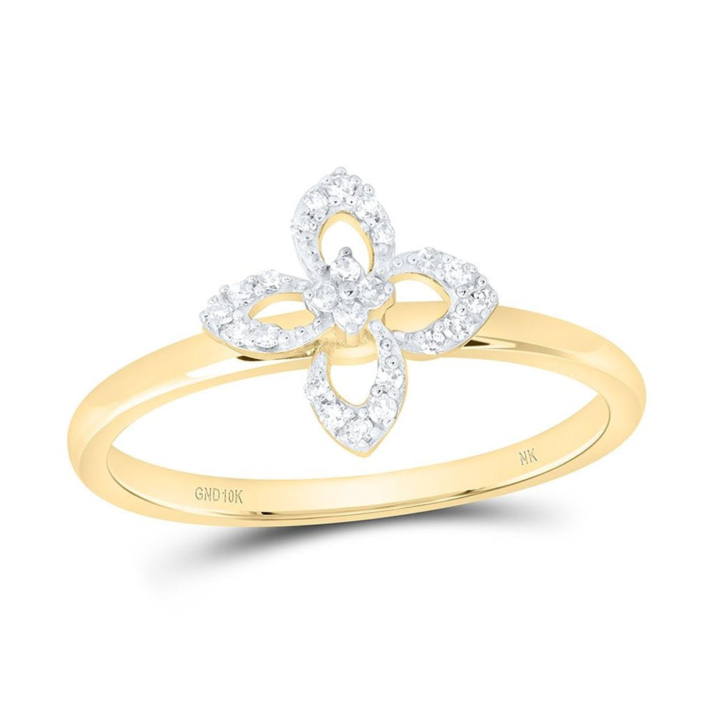 Yellow Gold Round Diamond Ring - 1/12 Carat Total Diamond Weight
